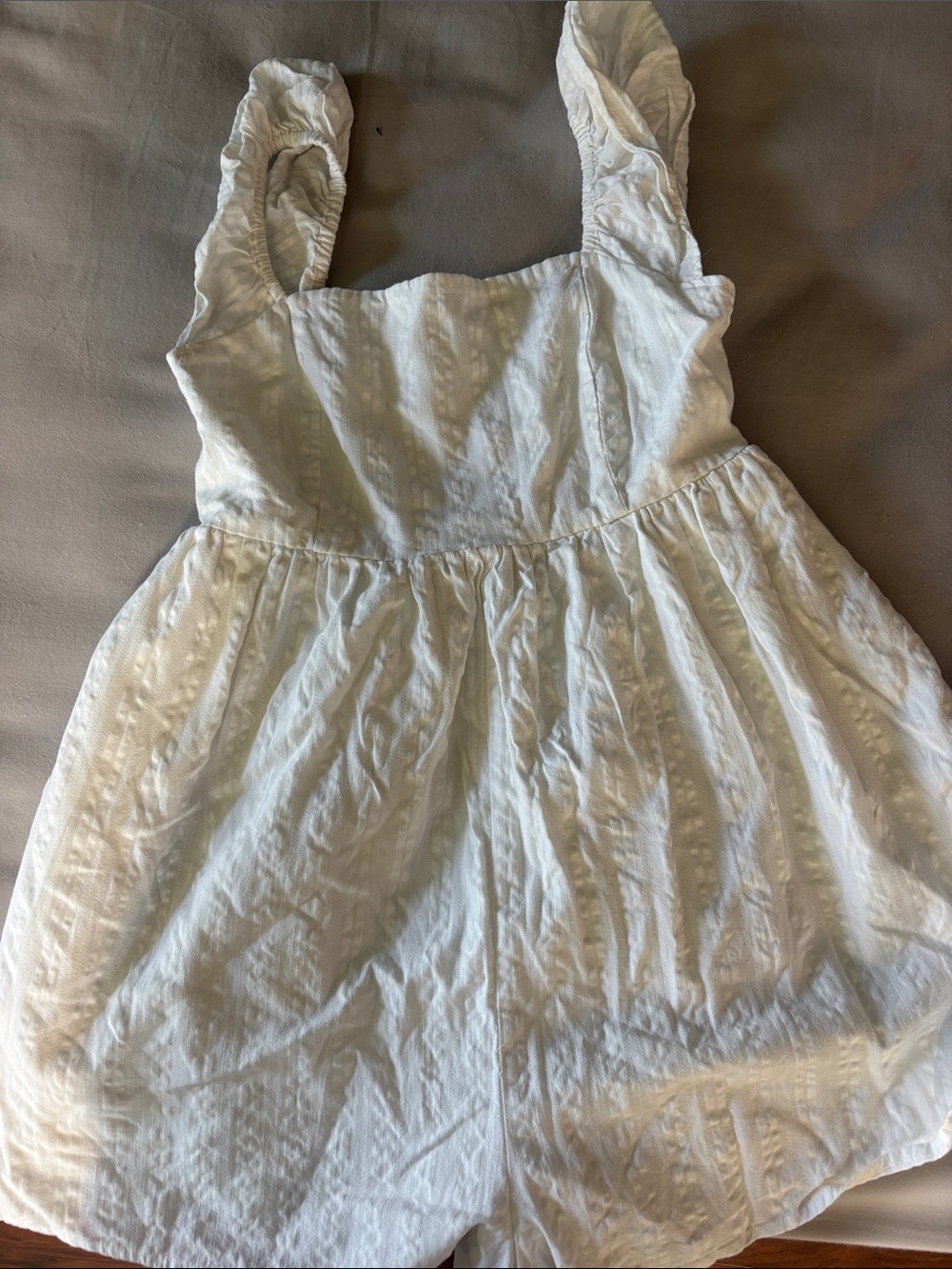 American Eagle Outfitters White Textured Sleeveless Romper